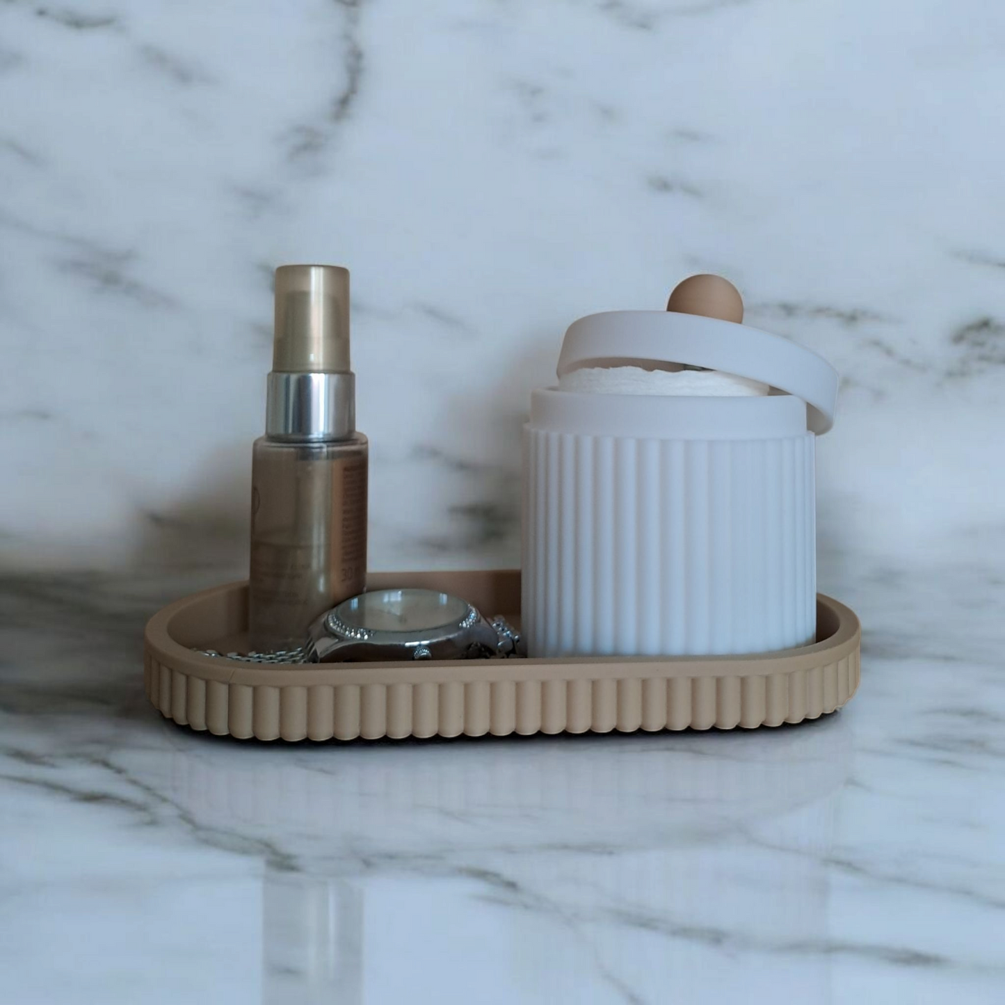 Set de rangement ovale avec pot rainuré – Élégance fonctionnelle