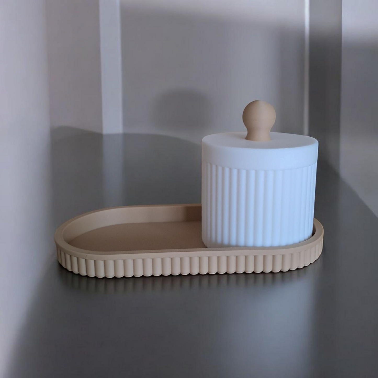 Set de rangement ovale avec pot rainuré – Élégance fonctionnelle