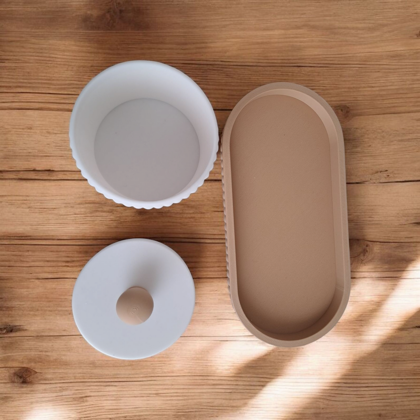 Set de rangement ovale avec pot rainuré – Élégance fonctionnelle