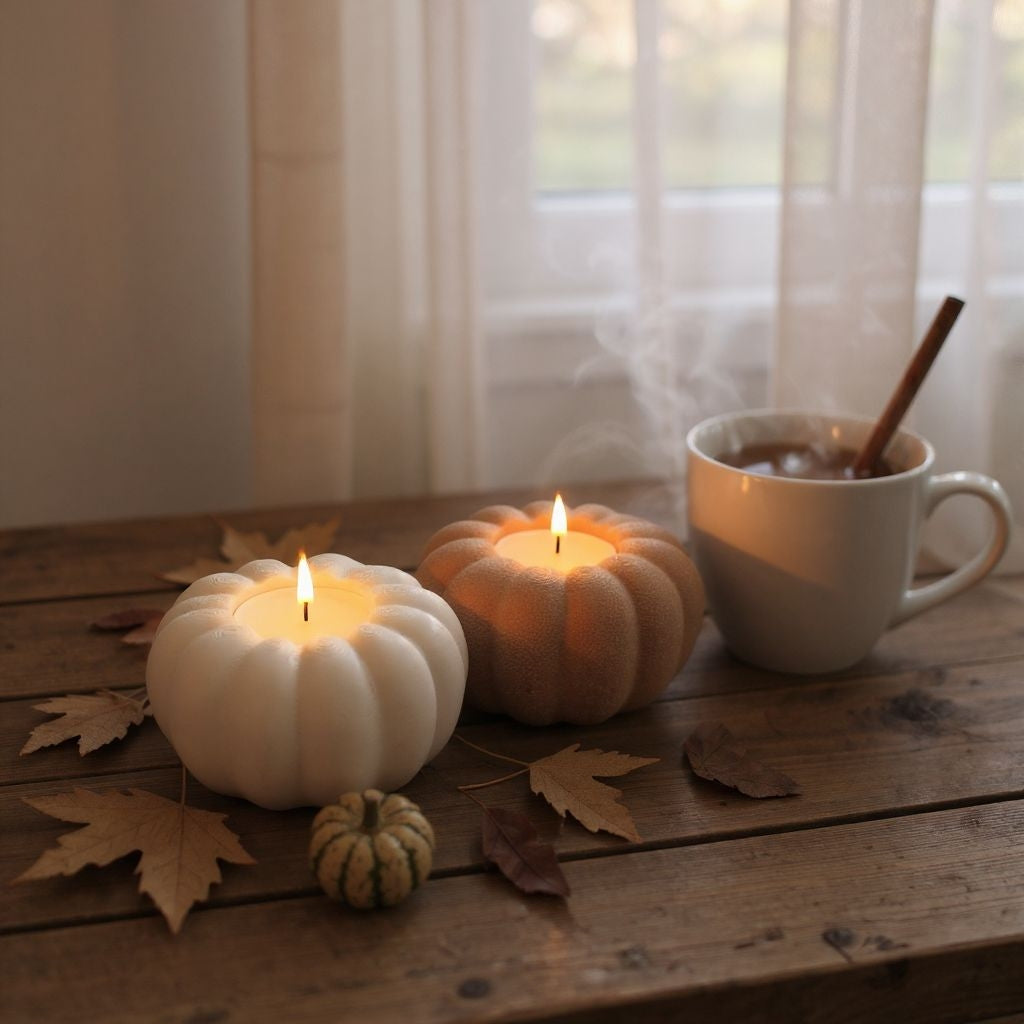 Porte-bougie chauffe-plat en forme de citrouille – Décoration d’automne cosy