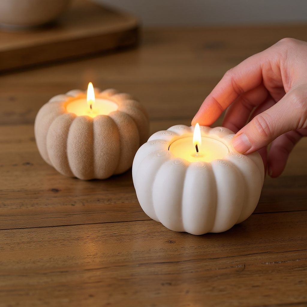 Porte-bougie chauffe-plat en forme de citrouille – Décoration d’automne cosy
