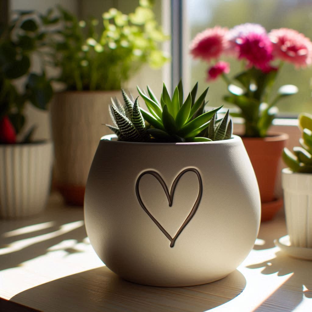Pot à plante en forme de cœur