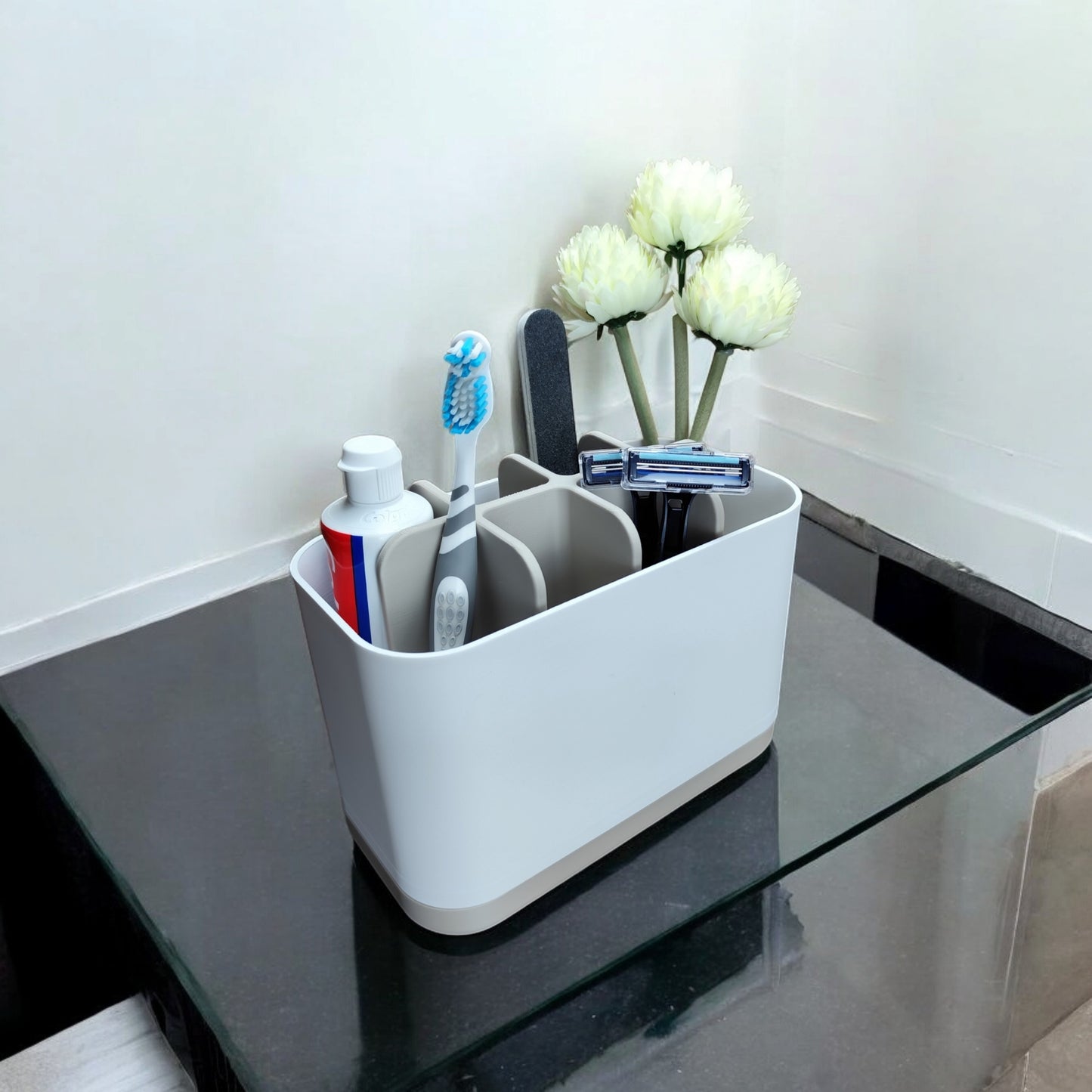 Organisateur de salle de bain multi-compartiments – Rangement design