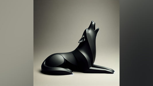 Sculpture « Loup Hurlant Couché » - vue 1