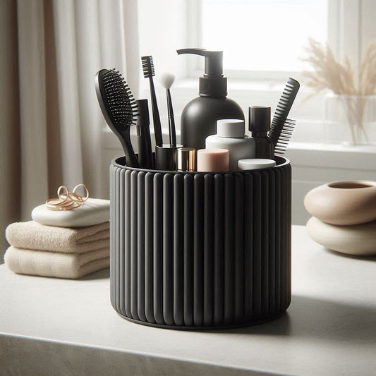 Organisateur cylindrique à rainures – Rangement élégant