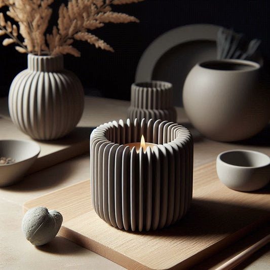 Porte-bougie Strio Cylindre – design côtelé et lumière apaisante