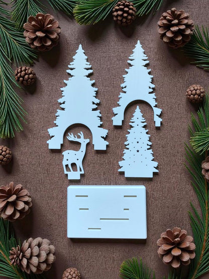 Décoration de Noël sapin et rennes – Élégance hivernale