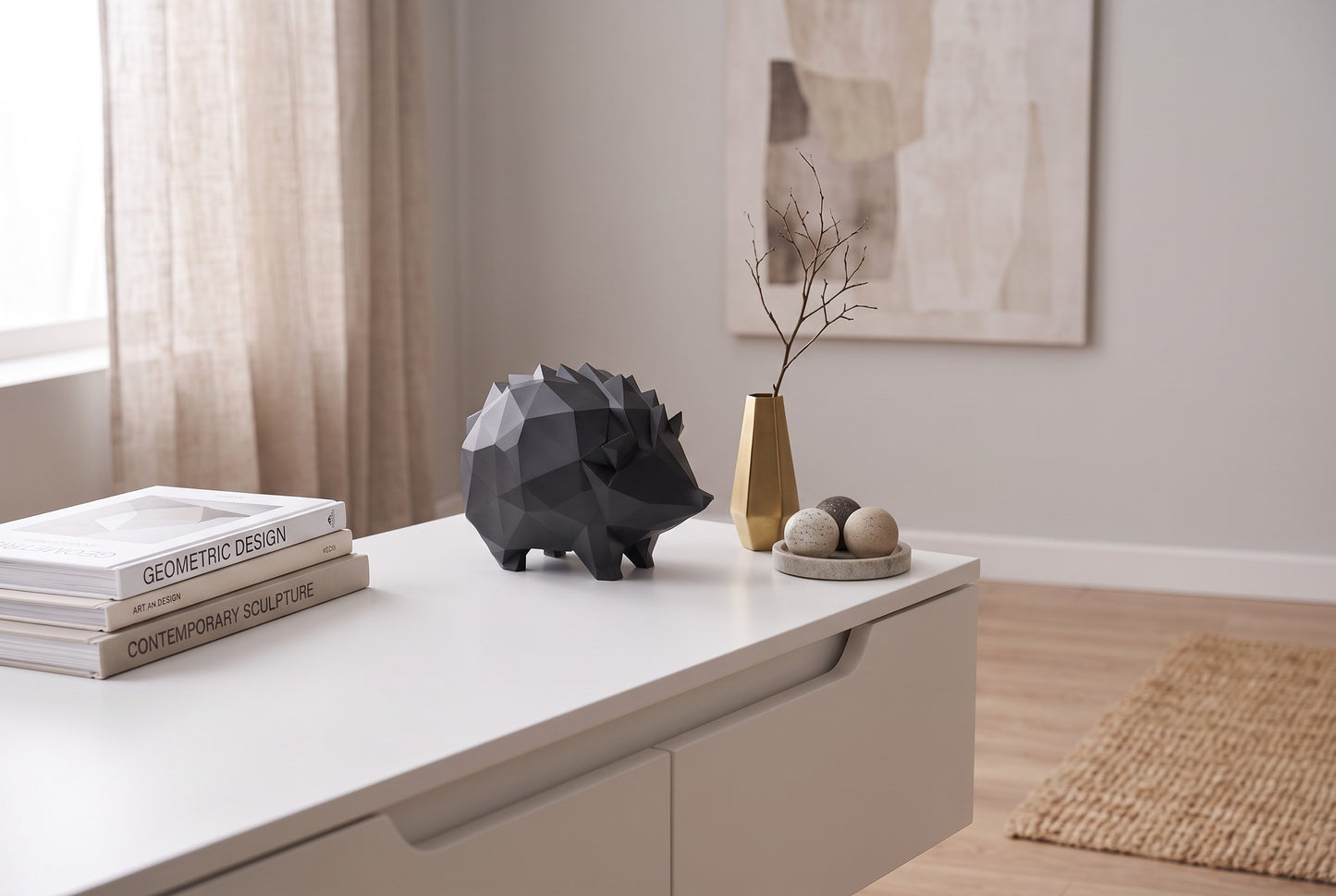 Hérisson low poly – Sculpture géométrique en impression 3D