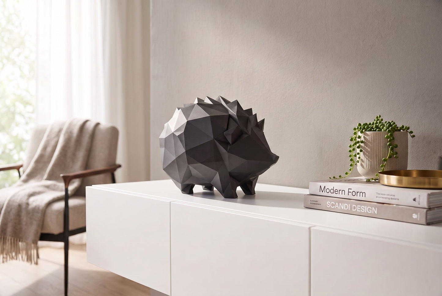 Hérisson low poly – Sculpture géométrique en impression 3D