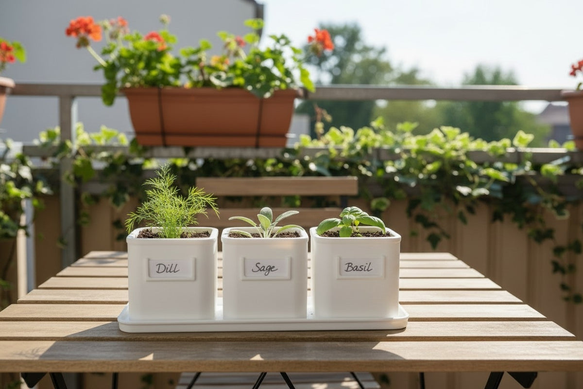 Set de pots à herbes aromatiques avec plateau - vue 3