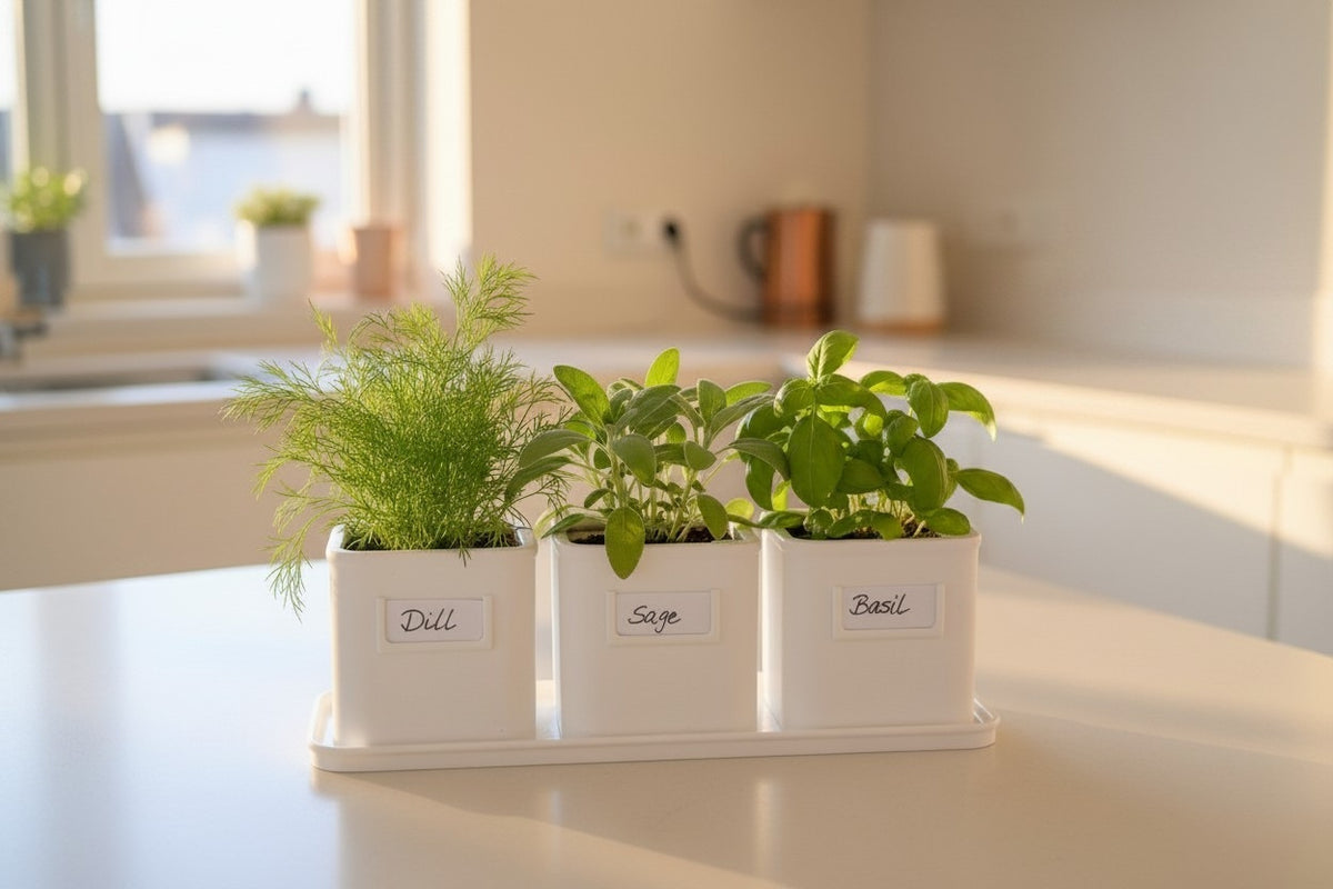 Set de pots à herbes aromatiques avec plateau - vue 1
