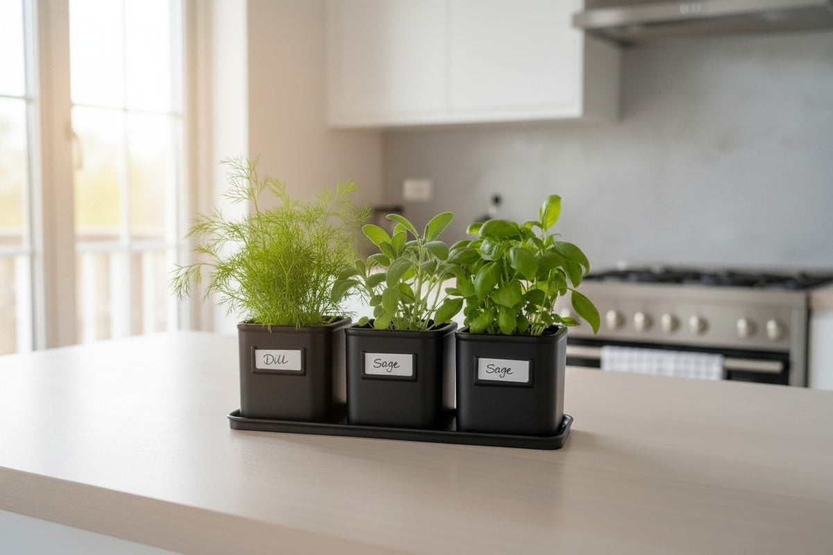 Set de pots à herbes aromatiques avec plateau - vue 4
