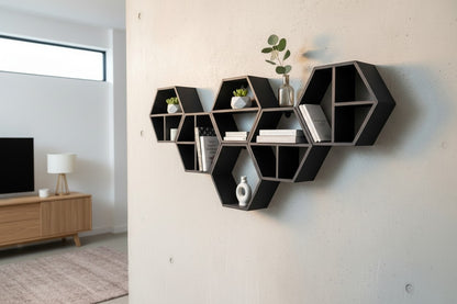 Set d'étagères hexagonales modulaires - vue 1