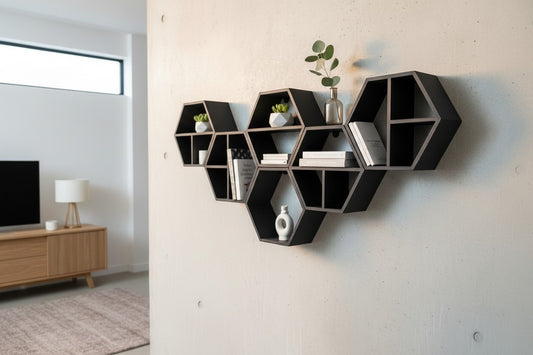 Set d'étagères hexagonales modulaires - vue 1