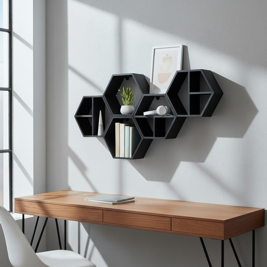 Set d'étagères hexagonales modulaires - vue 2