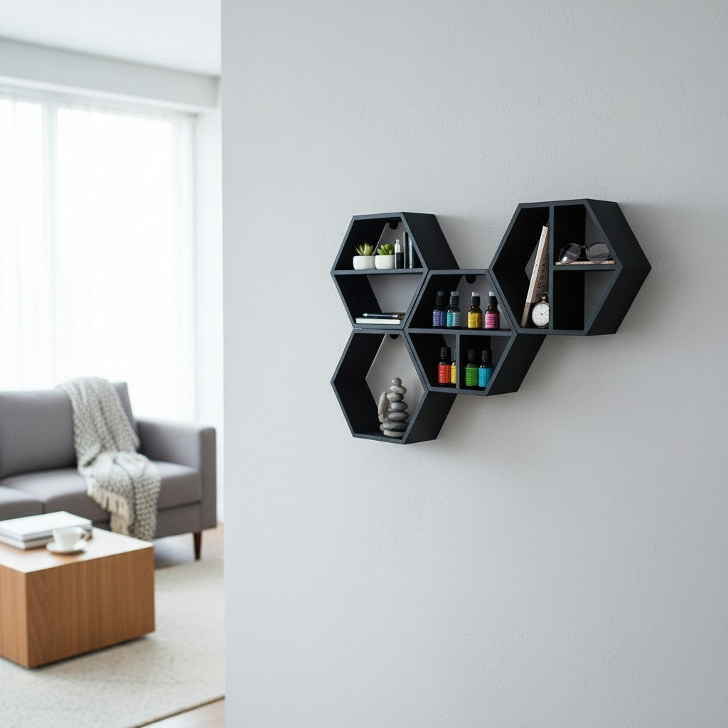 Set d'étagères hexagonales modulaires - vue 3