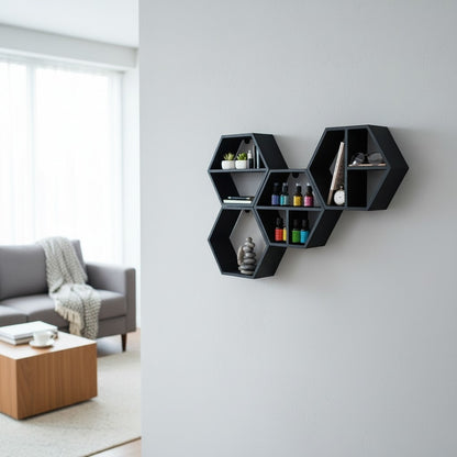 Set d'étagères hexagonales modulaires - vue 3