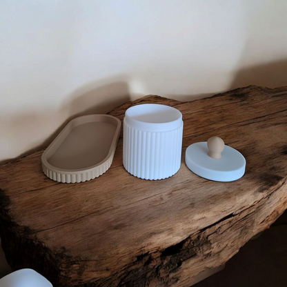 Set de rangement ovale avec pot rainuré – Élégance fonctionnelle