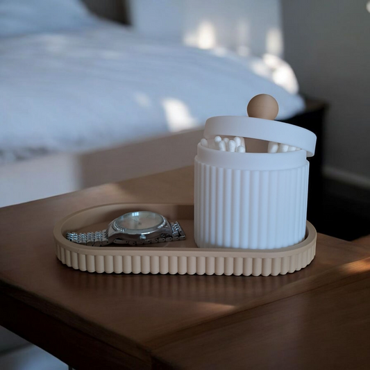Set de rangement ovale avec pot rainuré – Élégance fonctionnelle