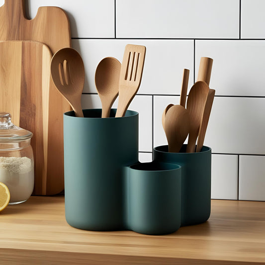 Organisateur d’ustensiles de cuisine triple – design moderne
