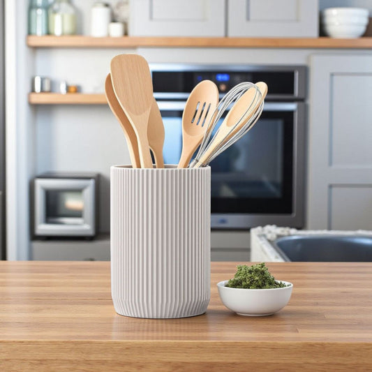 Pot à ustensiles de cuisine côtelé moderne - vue 1