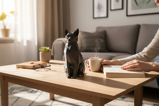Sculpture « Chat Assis Élégant Low Poly » - vue 1
