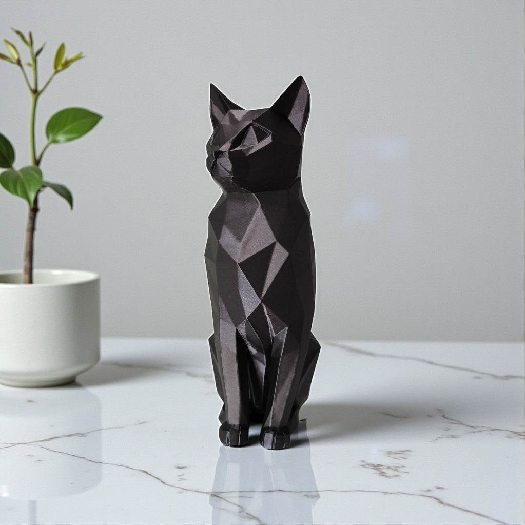 Sculpture "Chat éveillé" Low-Poly