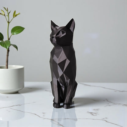 Sculpture "Chat éveillé" Low-Poly