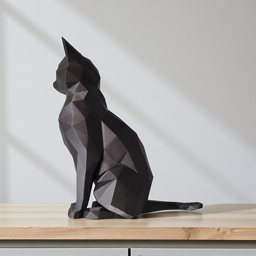 Sculpture "Chat éveillé" Low-Poly