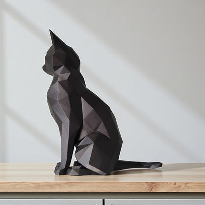 Sculpture "Chat éveillé" Low-Poly