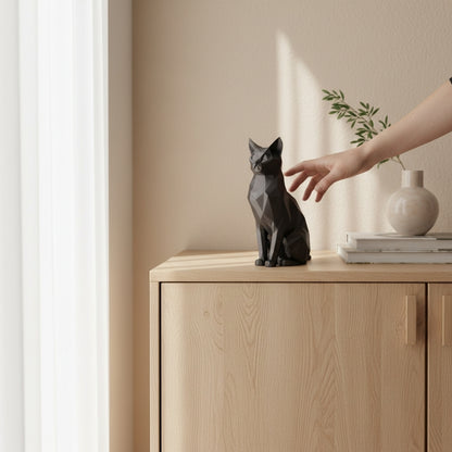 Sculpture "Chat éveillé" Low-Poly