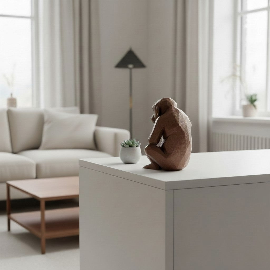 Sculpture « Chimpanzé Pensif Low Poly » - vue 3