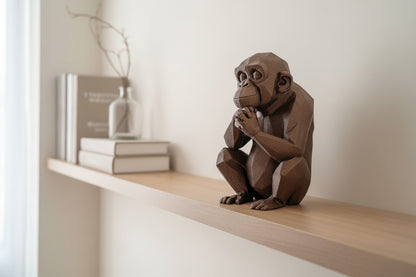 Sculpture « Chimpanzé Pensif Low Poly » - vue 1
