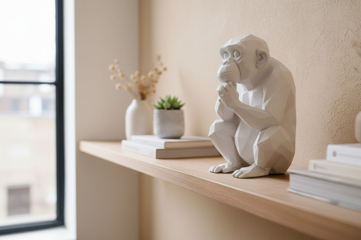 Sculpture « Chimpanzé Pensif Low Poly » - vue 4