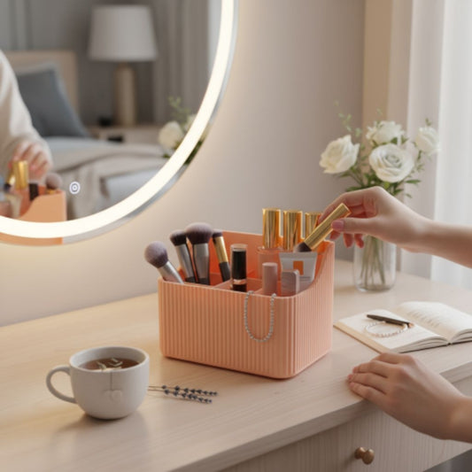 Organisateur maquillage côtelé à six compartiments - vue 1