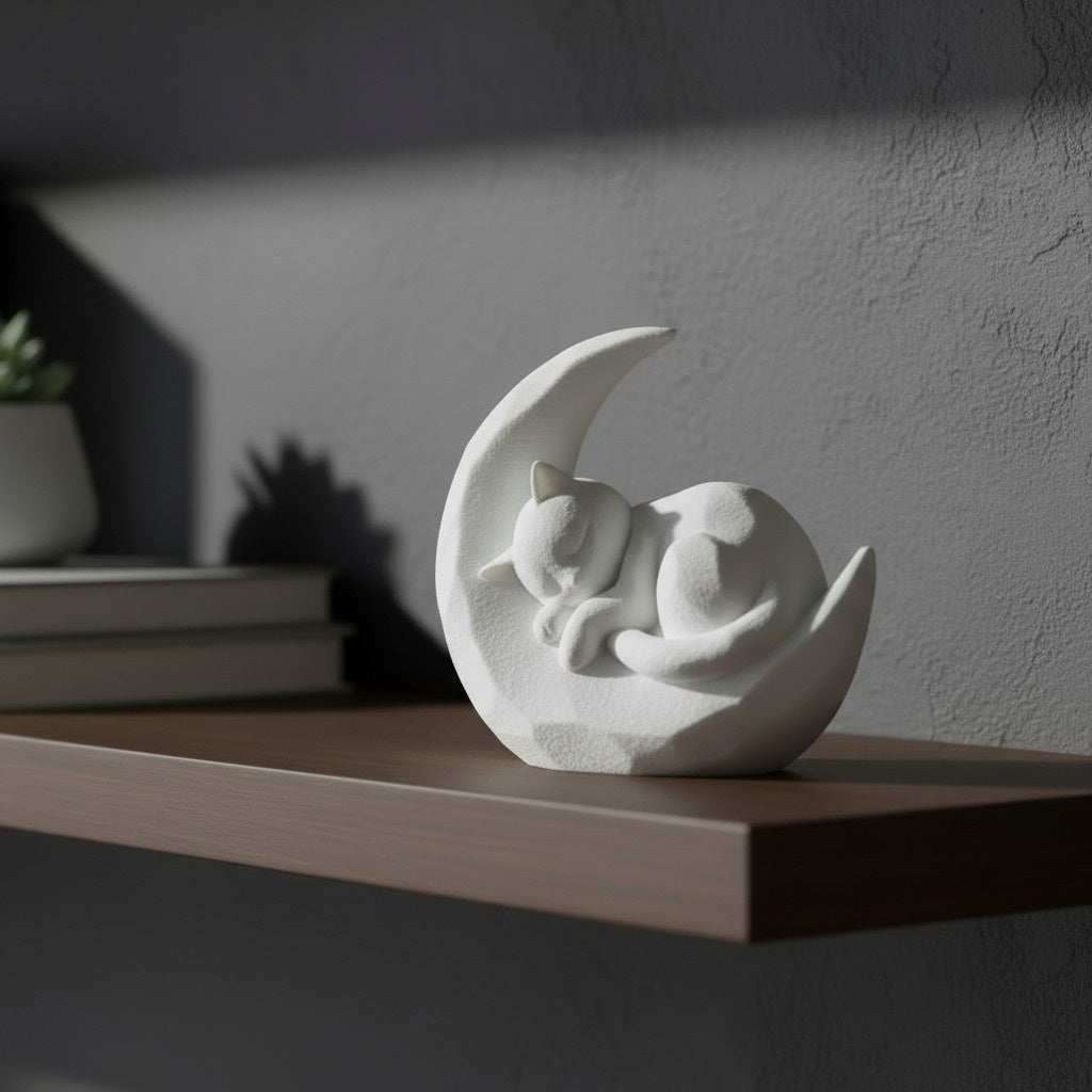 Sculpture « Chaton Endormi sur la Lune » - vue 1