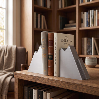 Serre-livres montagnes – Duo minimaliste en impression 3D