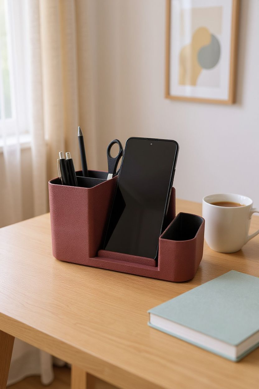 Organiseur de bureau bicolore – Design texturé