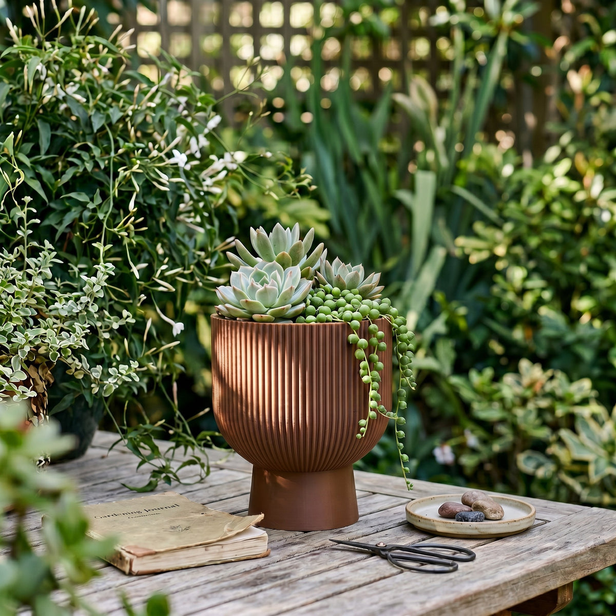 Jardinière côtelée « Sereno » avec socle - vue 2