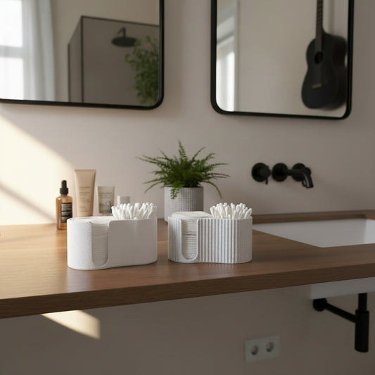 Distributeur côtelé de cotons-tiges et disques démaquillants - vue 1