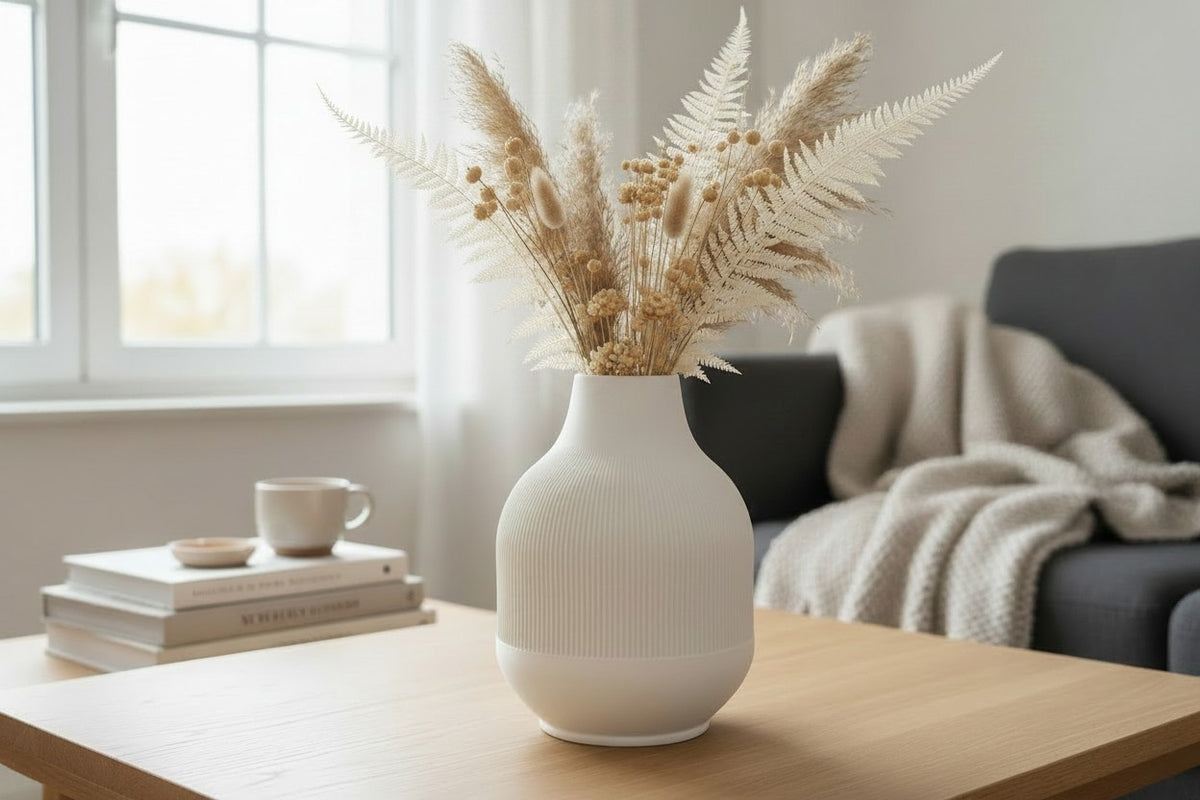 Vase moderne à côtes dégressives - vue 1