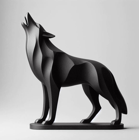 Sculpture « Loup Hurlant Debout » - vue 1