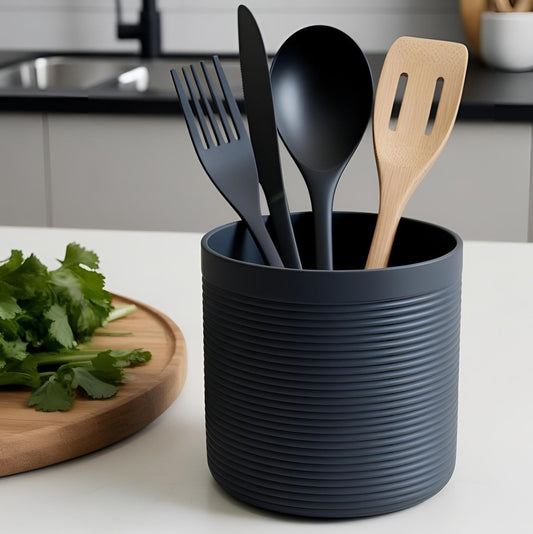 Pot à ustensiles de cuisine côtelé - vue 1