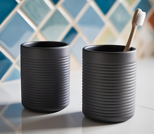 Pot côtelé porte brosse à dents ou crayons - vue 1