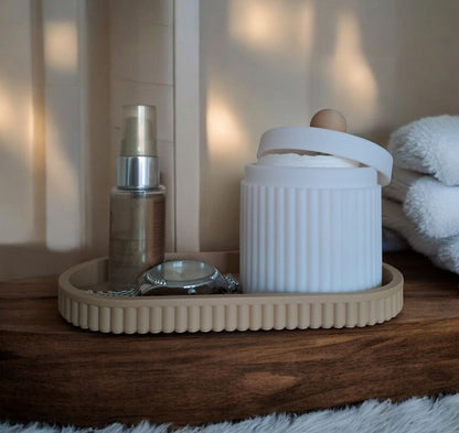 Set organisateur côtelé bijoux et salle de bain - vue 1