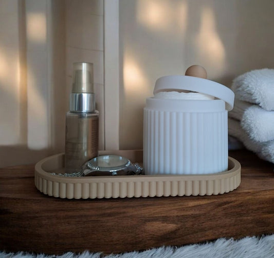Set organisateur côtelé bijoux et salle de bain - vue 1