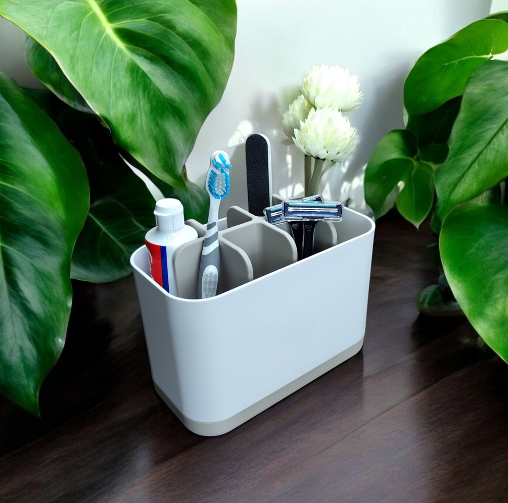 Organisateur salle de bain bicolore - vue 1