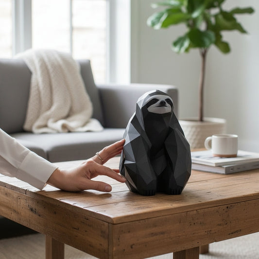 Sculpture « Paresseux Assis Low Poly » - vue 1