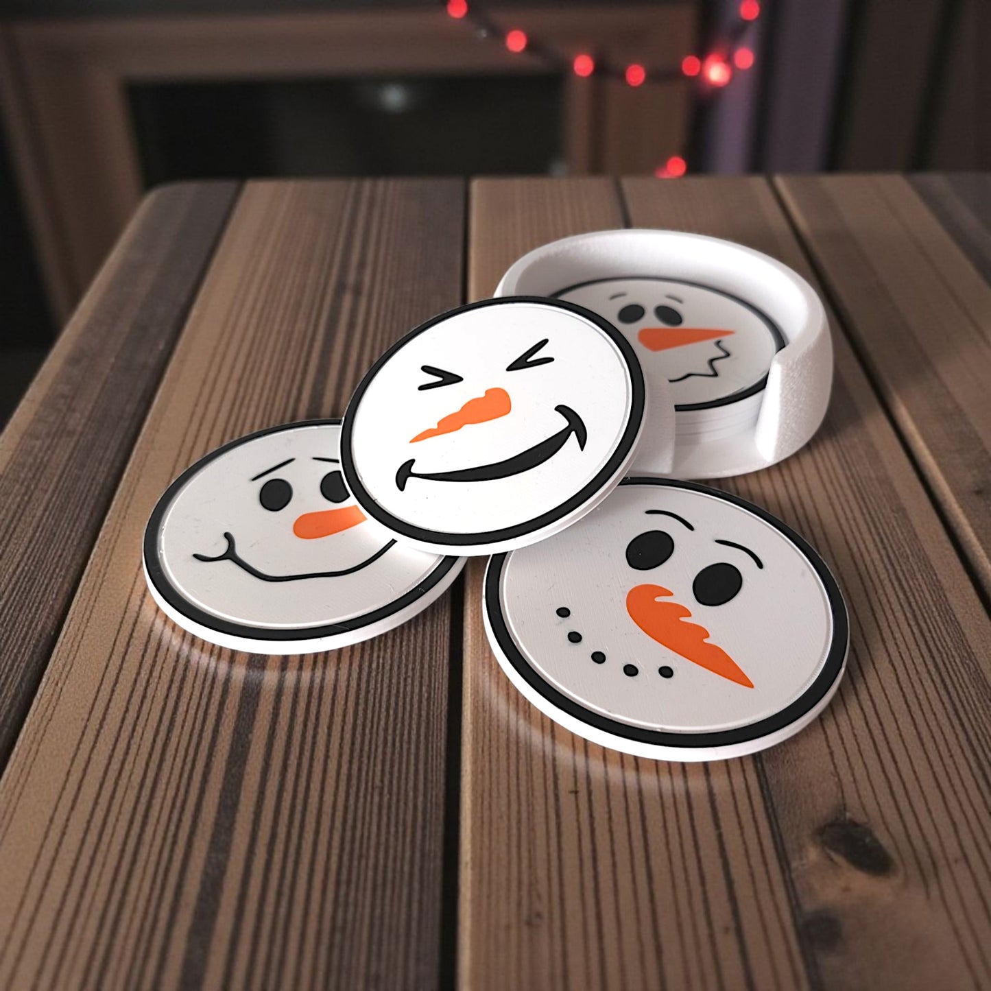 Sous-verres bonhomme de neige – Set de 6 + support