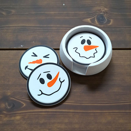 Sous-verres bonhomme de neige – Set de 6 + support